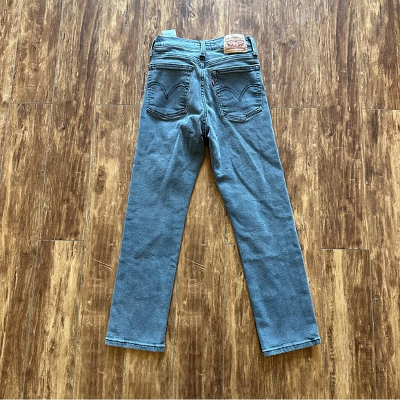 Levi’s Wedgie Straight High Rise Button Fly Comet Grey Jeans Size 25 - Picture 2 of 5